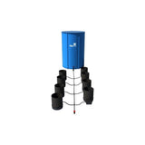 Autopot FlexiPot XL 8-pot hydroponic grow system with a blue FlexiTank reservoir and eight black pots connected by tubing.