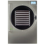 Harvest Right X-large commercial scientific freeze dryer, stainless steel, with clear door, trays, and digital display.