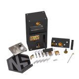 Nugsmasher Touch 12-ton rosin press and bundle of extraction accessories including bags, scale, and tools.