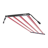 Black Photontek VF 120W full spectrum LED grow light with four red LED bars and cables, angled.