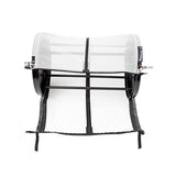 Resinator XL drum: A cylindrical white mesh tumbler on a black metal frame for botanical processing.