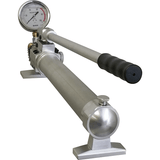 Silver Rosintech 2-stage hydraulic hand pump with a pressure gauge (MPa/PSI) and black handle grip.