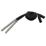 Two stainless steel heating rods for 5x7 plates, connected to braided black cables, coiled, with two black connectors.