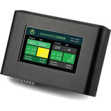 Black Grower's Choice LED grow light master controller with a digital screen showing wattage, schedule, and temperature.
