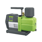Harvest Right Premier oil pump, two-tone grey and lime green, with a top handle and a large grey cap.