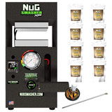 Black Nug Smasher XP 12-ton rosin press flower extraction kit with gauge, digital display, 12 rosin bags, dab tool.