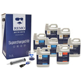 Remo Nutrients Supercharged Kit: box, 7x1L bottles (Micro, Grow, Bloom, MagNifiCal, VeloKelp, AstroFlower, Nature's Candy).