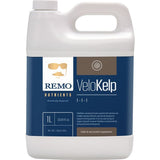 Remo Nutrients VeloKelp 1-1-1 liquid plant nutrient, 1L white bottle with blue and brown label.