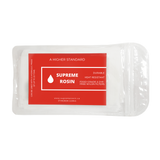 Supreme Rosin 37 micron rosin press filter bags in clear packaging with a red label. Durable, food-grade nylon.