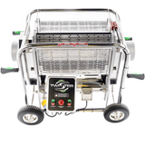 Twister T2 wet/dry bud trimmer machine, stainless steel on wheels, with control panel and safety warnings.