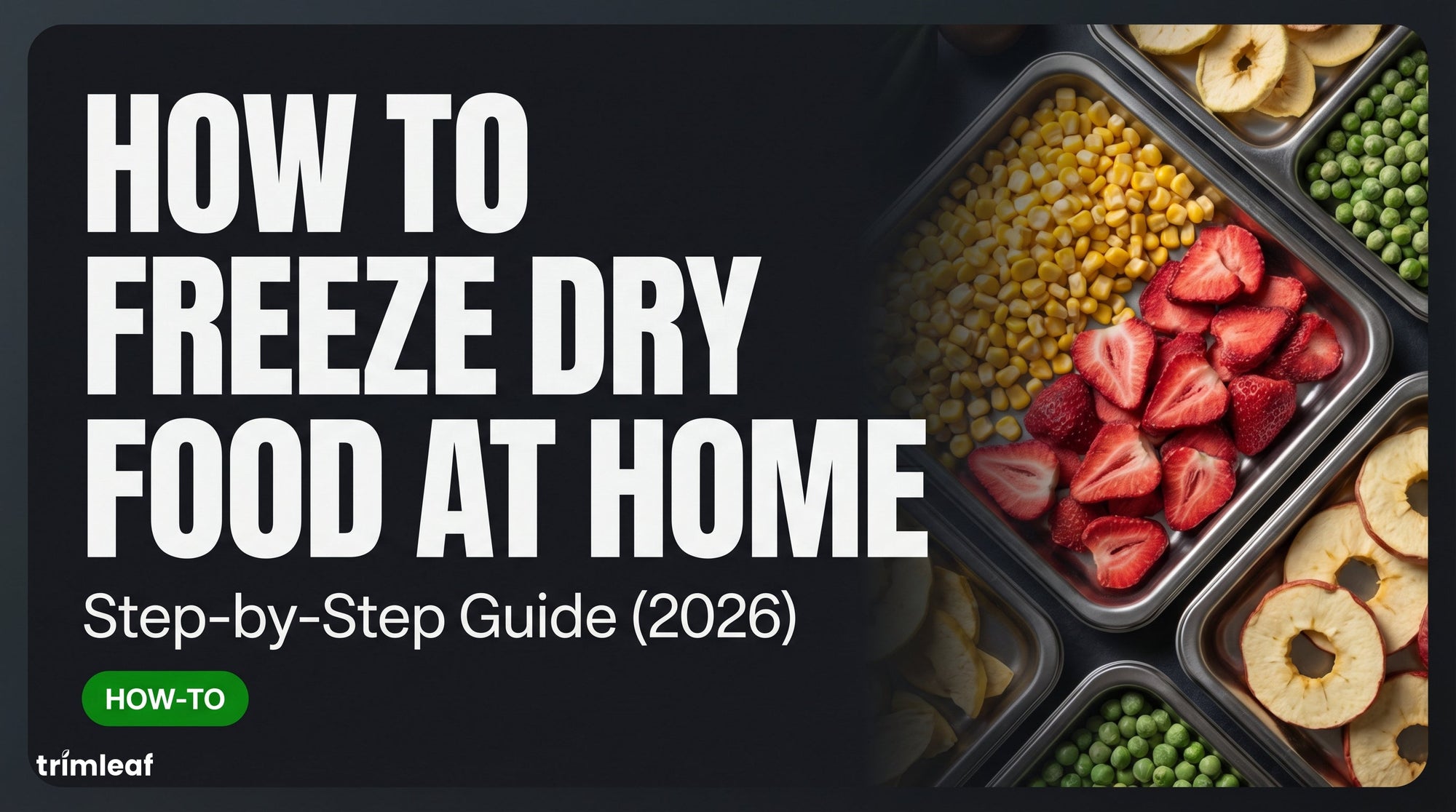 Cover image for \"How to Freeze Dry Food at Home: Step-by-Step Guide (2026)\", Trimleaf blog