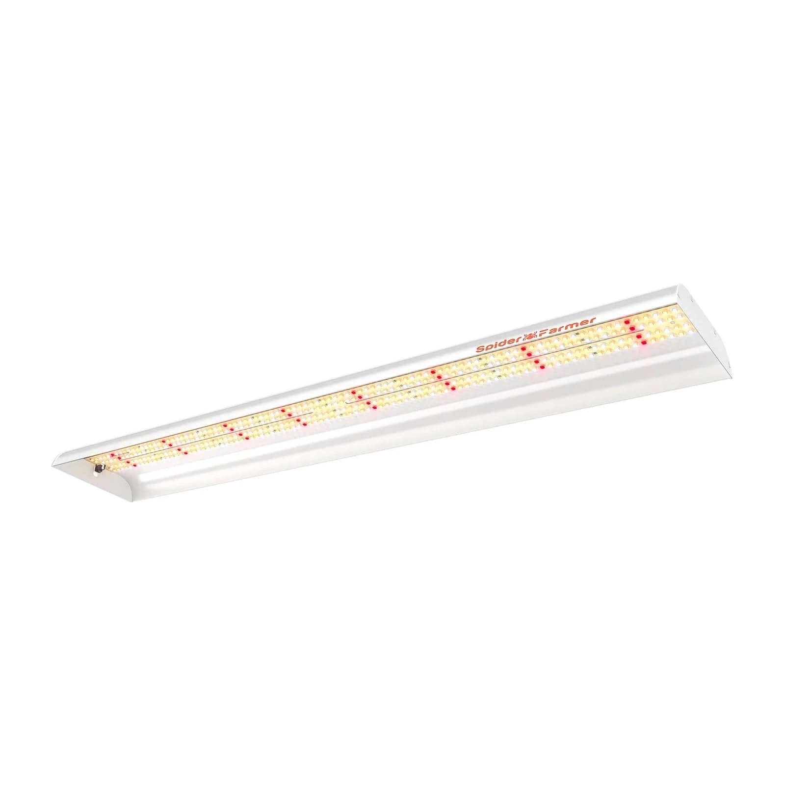 Spider Farmer SF600 Veg LED grow light, white rectangular fixture with yellow and red diodes on a white background.