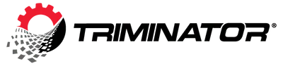 Trimintator logo: Red and black stylized gear icon with a brush stroke effect, beside black "TRIMINATOR" text.
