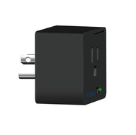 Black plug-in smart outlet with a 