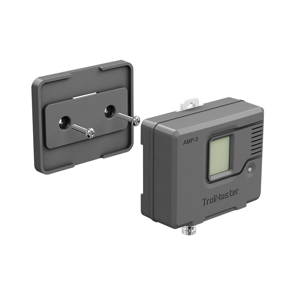 TrolMaster AMP-3 greenhouse control unit with mounting bracket.
