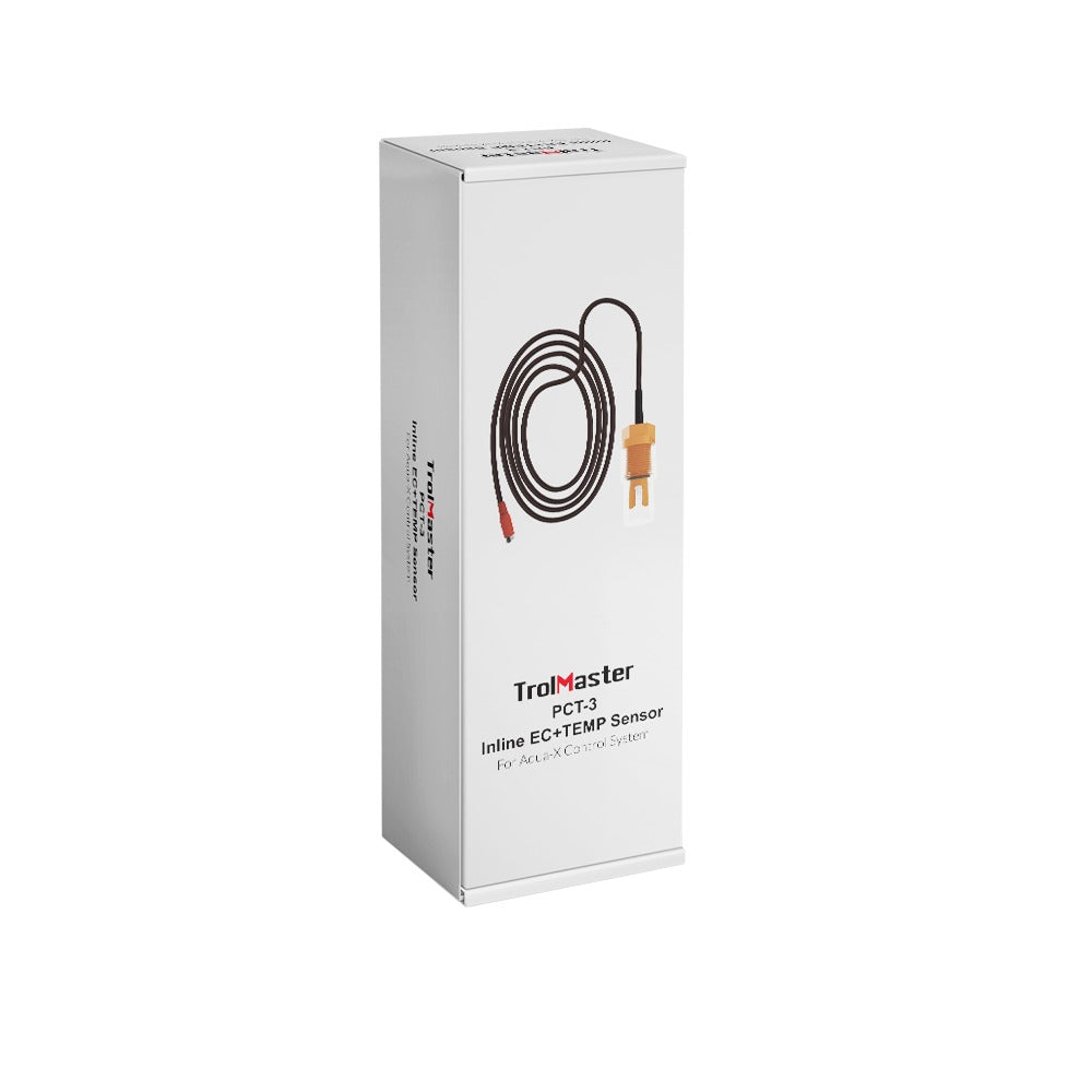 TrolMaster PCT-3 Inline EC+TEMP Sensor box with image of sensor.