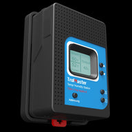 TrolMaster TSH-1 temp/humidity station with a blue face, digital display, and black casing.