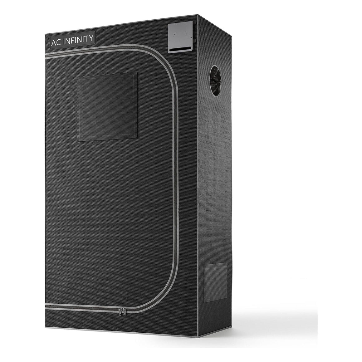 AC Infinity Cloudlab 632 grow tent, a tall black tent with a zippered door and ventilation ports.