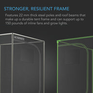 AC Infinity tent frame features 22mm steel poles supporting up to 150 lbs.