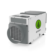 Anden white and gray commercial dehumidifier with a prominent green logo and large filtered front vent.