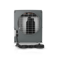 Anden A100 100-pint dehumidifier, grey unit with front fan grill, power switch, and coiled power cord.