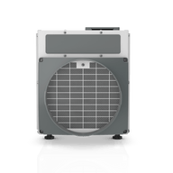 Anden A100 dehumidifier, a grey and white unit with a large circular front grill.
