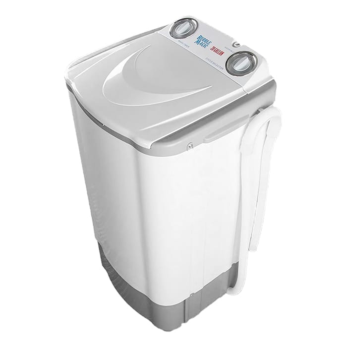 White and grey compact "Bubble Magic 20 Gallon" washing machine with dual dials on top.