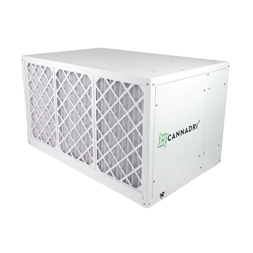 White CANNADRI® CAN-500 Crusader dehumidifier with visible air filters on one side.