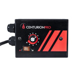CenturionPro variable speed control module: black box with rotary dial (0-100) and on/off switch.