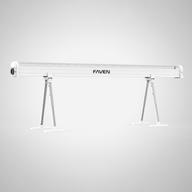 White Faven stage lighting bar with adjustable stands, on a light grey background.