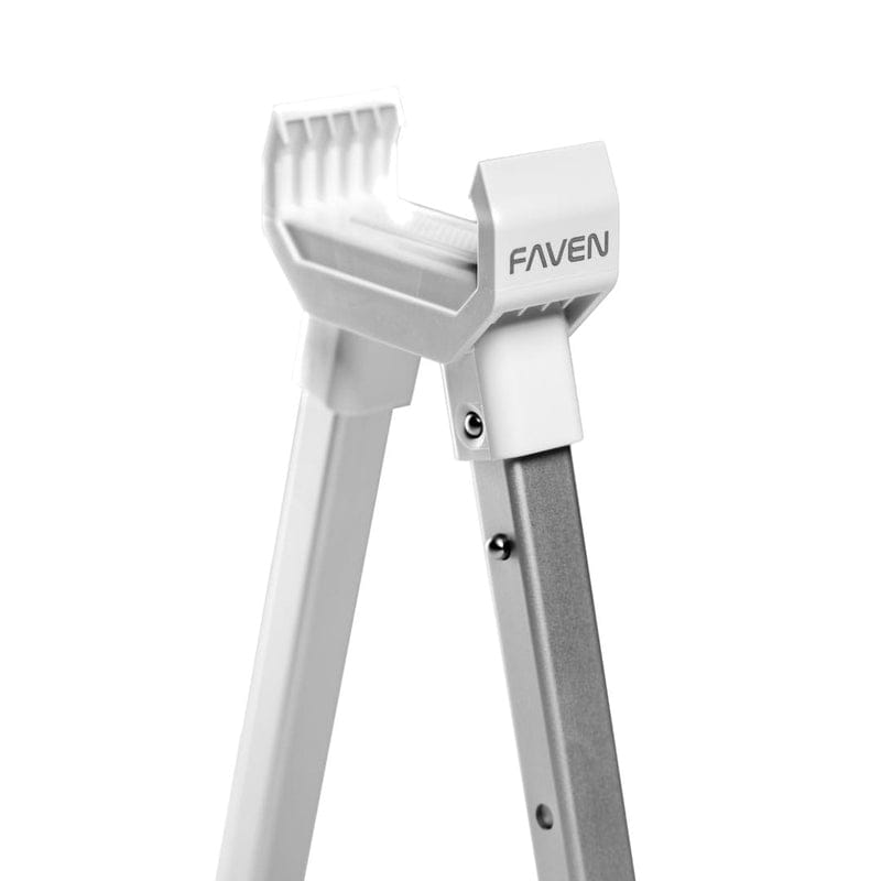 White Faven adjustable lighting stand with logo, on white background.