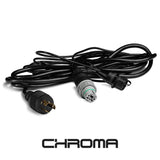 Black Chroma power cord with a 3-prong plug and a gray 3-pin connector.