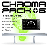 CHROMA PACK 4x8 includes lights, controller, cord, jumper, & stands.