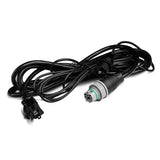 Black power cord with a standard US plug on one end and a 4-pin connector on the other.