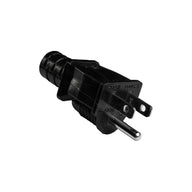 Black 3-prong electrical plug with UL certification, ready for use.