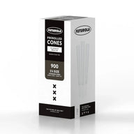 Futurrola 1 1/4 size pre-rolled cones: 900 classic white, 84mm cone, 26mm tip.