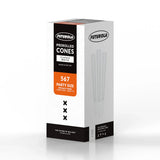 Futurola 140mm x 26mm pre-rolled cones in "Classic White" with 567 party size packaging.