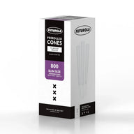 Futurola Slim Size Prerolled Cones box, 800ct, Classic White, 98mm/26mm tip.