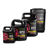 Green Planet GP3 Bloom 0-5-4 nutrient bottles.