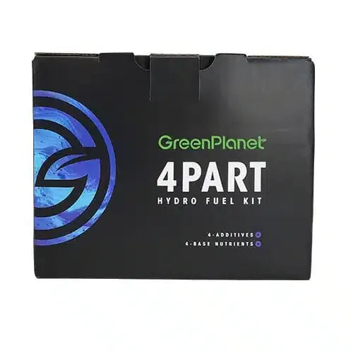 Green Planet 4 Part Hydro Fuel Kit box. Black with blue swirl logo and text.