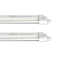 Two 4-foot LED horticultural grow lights, IP65 rated, with certifications and wattage details.