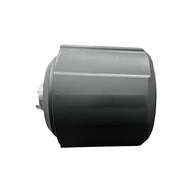 A dark gray industrial cylinder with grooves, seen from the side.