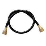 Black corrugated vacuum hose with brass fittings on each end.
