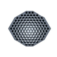 Grey hexagonal tray with 91 circular indentations for cones.
