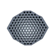 Gray octagonal tray with many circular holes, designed for organizing small items.