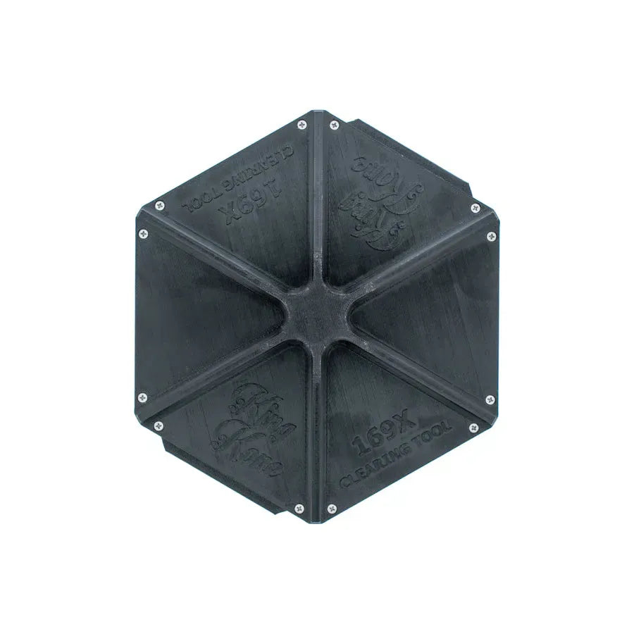 Hexagonal black tool with "169X" and "CLEANING TOOL" embossed on it.