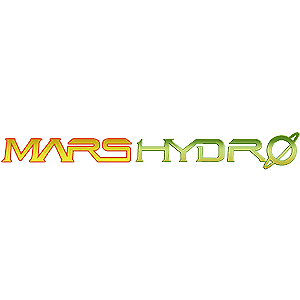 Mars Hydro logo with "MARS" in orange-red and "HYDRO" in green, both with a metallic yellow outline.