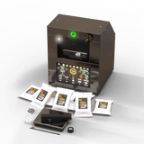 Dark grey NugSmasher IQ 4-ton electric rosin press with digital display, surrounded by premium extraction bags and accessories.