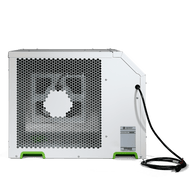 Quest 155 pint dehumidifier with large hexagonal fan grill and side label.