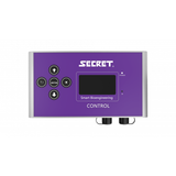 Secret LED lighting controller for smart bioengineering, a purple and silver unit with a display and control buttons.